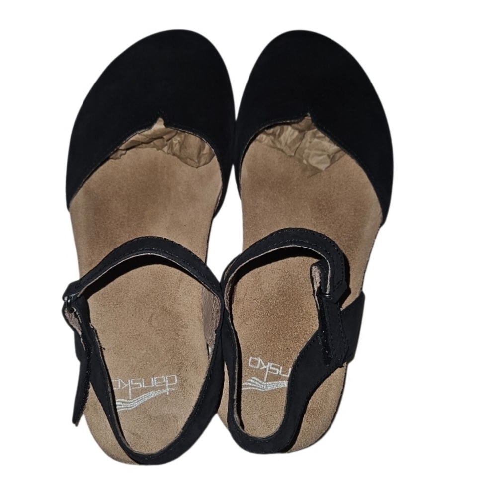 Dansko Rowan Close Toe Mary Jane Stappy Black Nubuck Leather Comfort shoes Sz 37 - Picture 3 of 8